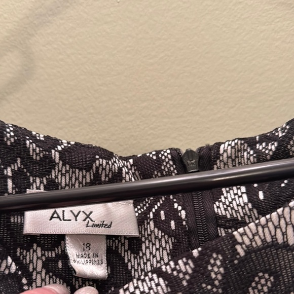 Black and White Lace Asymmetrical Dress with Ruffled Details - Picture 2 of 4